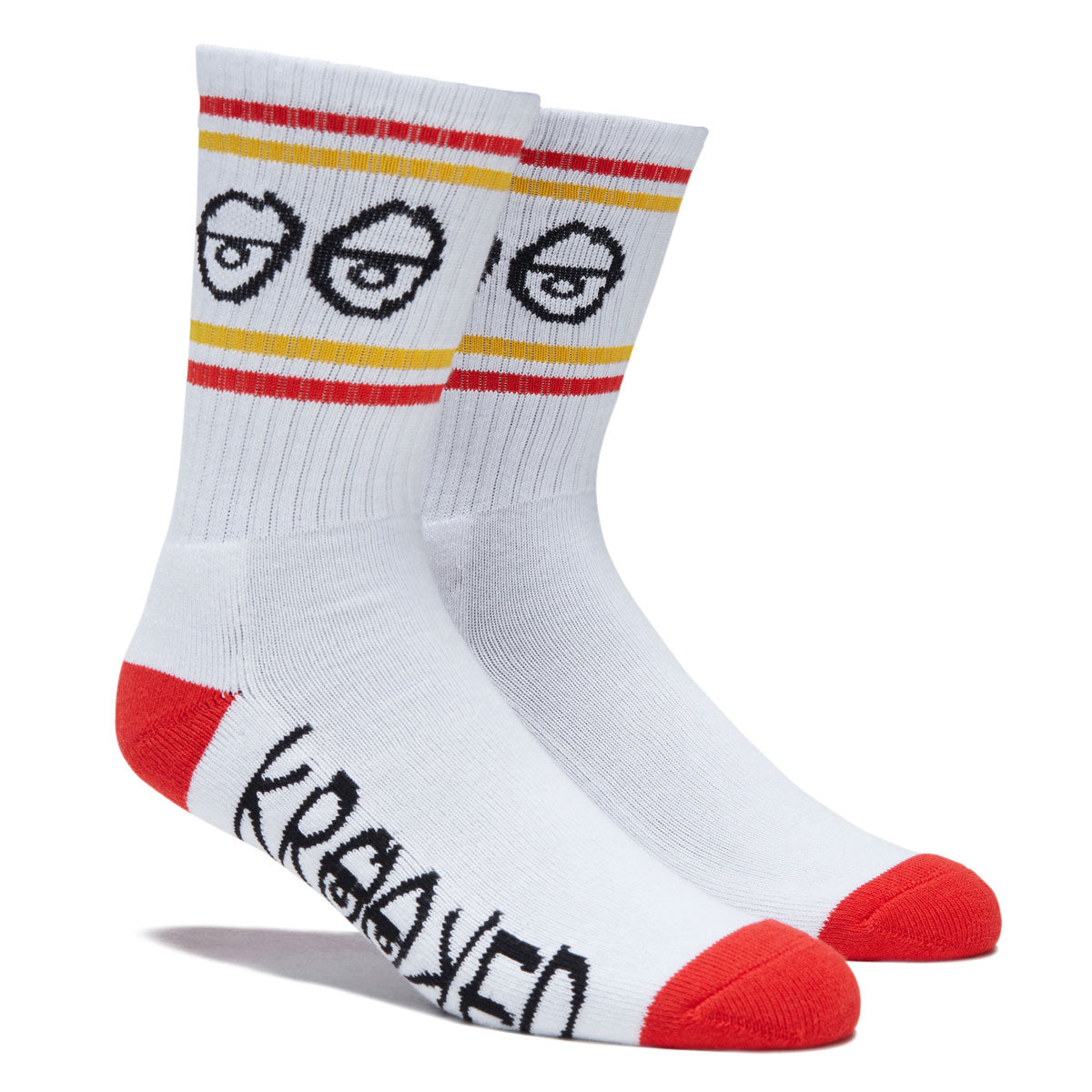Krooked Eyes Socks - White/Red/Navy/Yellow image 2