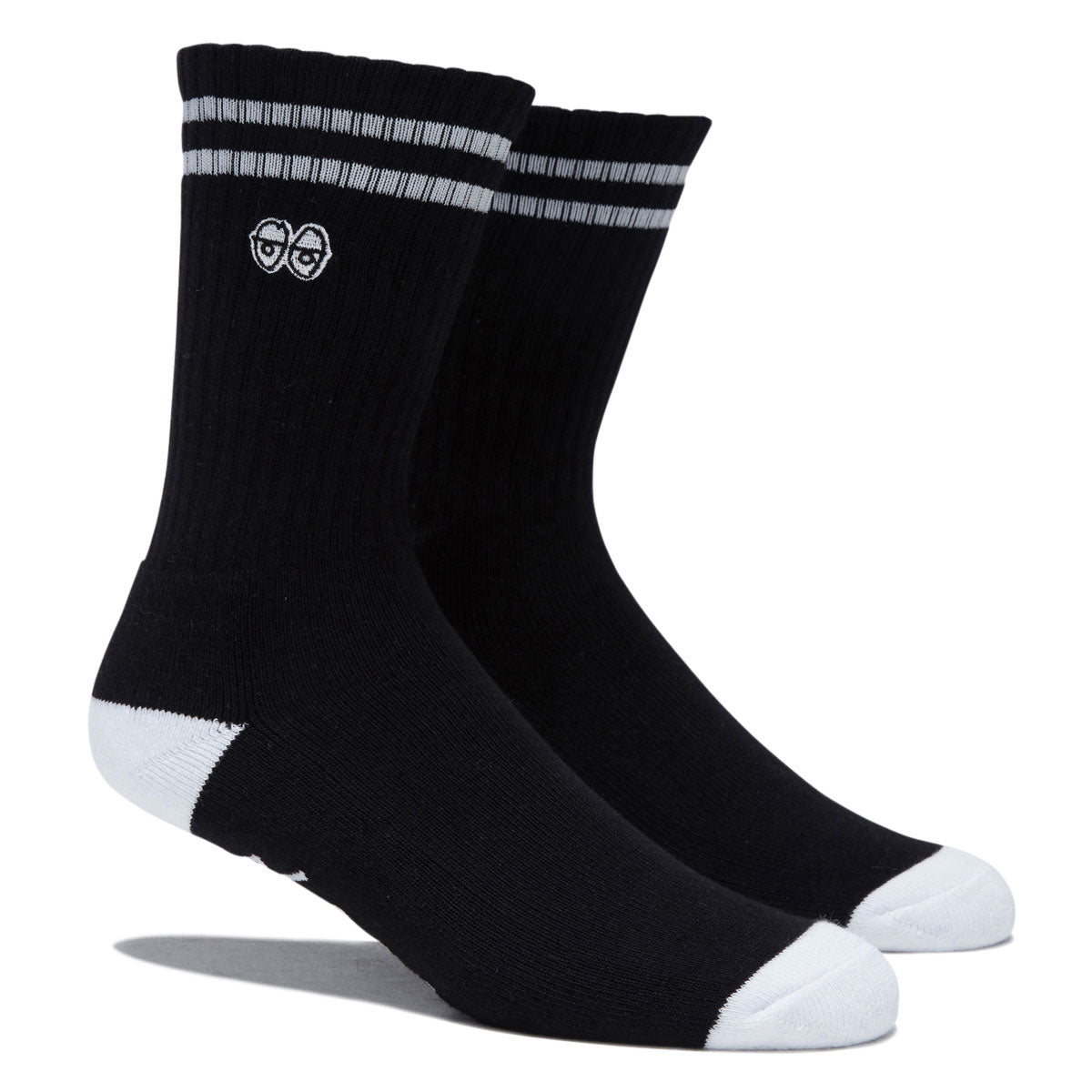 Krooked Eyes Emb Socks - Black/White image 2