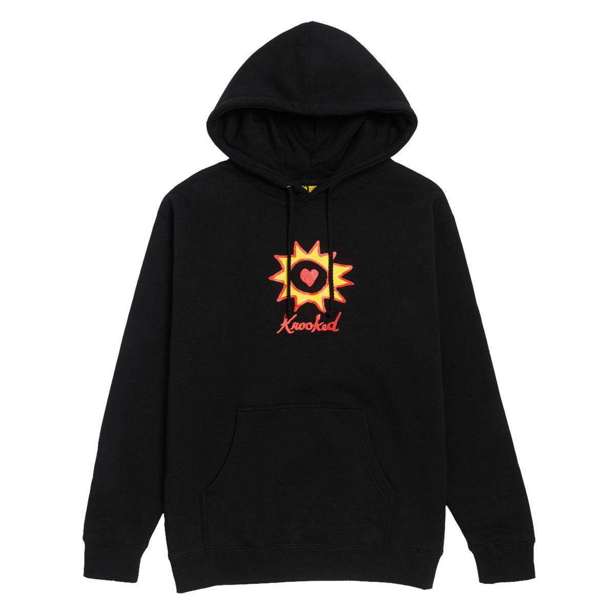 Krooked Sun Heart Hoodie - Black/Red/Yellow Print image 1
