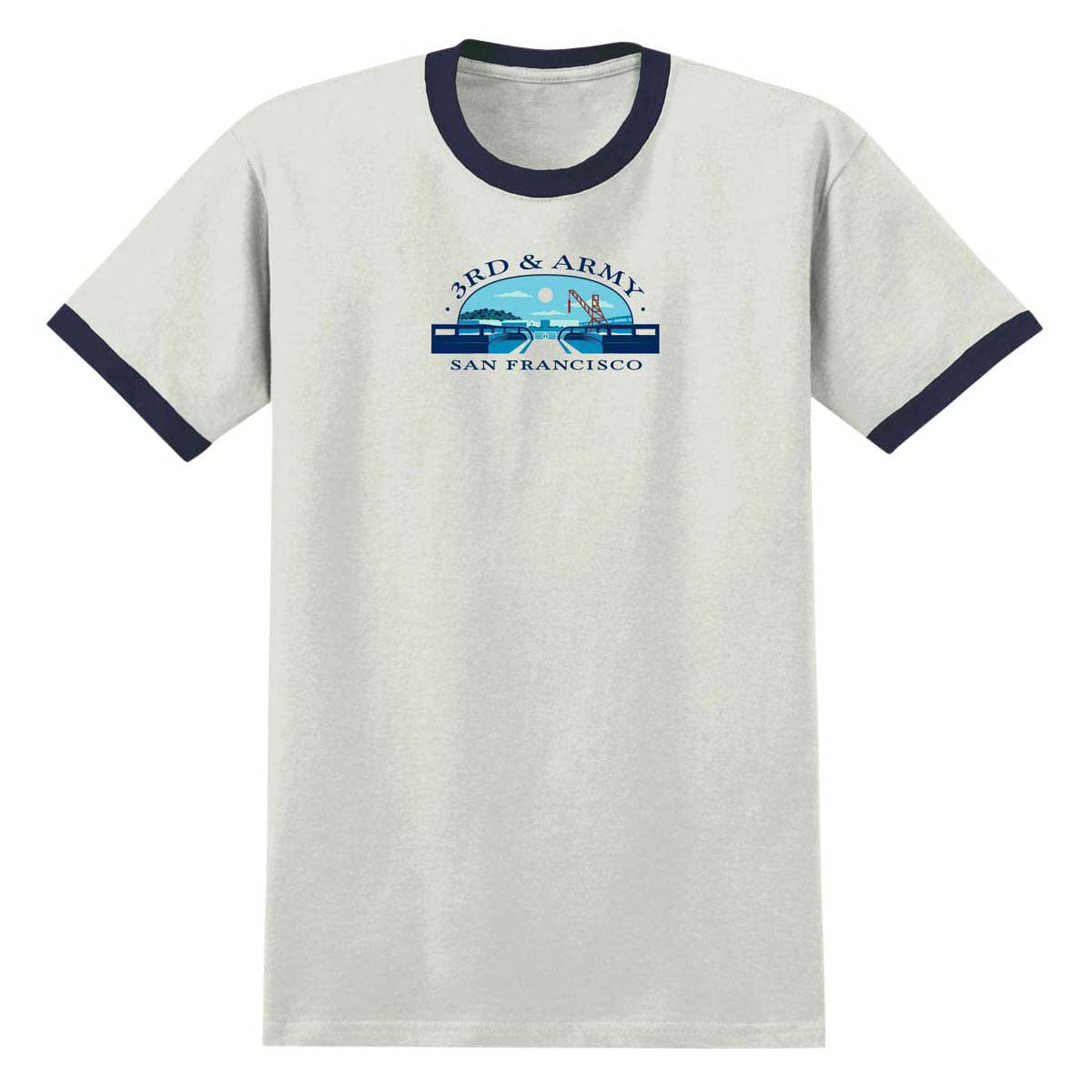 Real 3rd And Army T-Shirt - Natural/Midnight Navy/Multi Color Print image 1