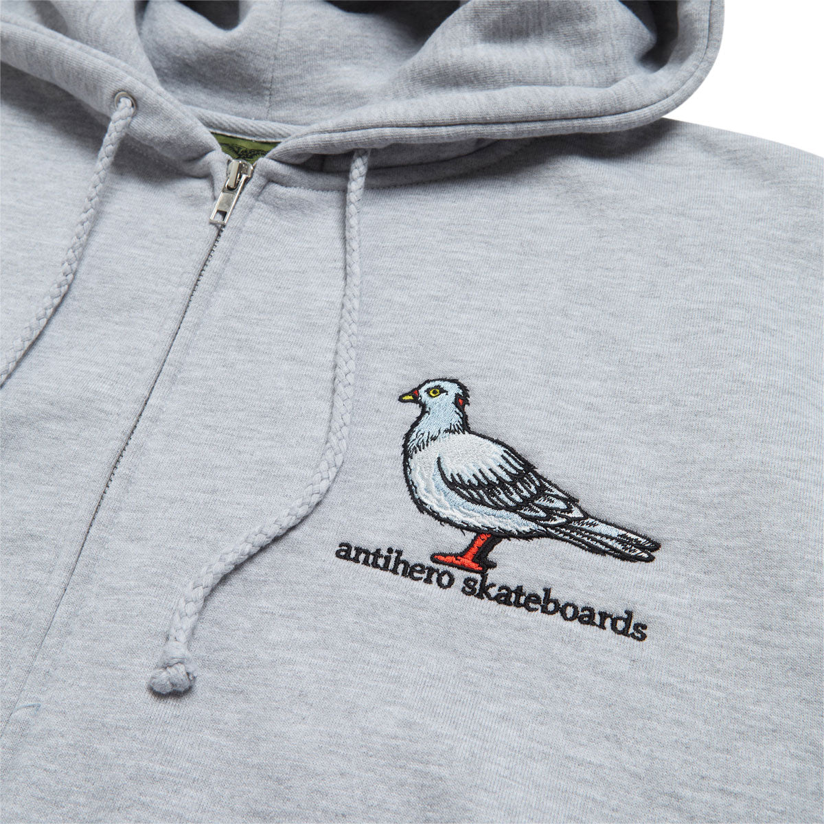 Anti-Hero Lil Pigeon Emb Zip Hoodie - Grey Heather/Multi Color Embroidery image 2