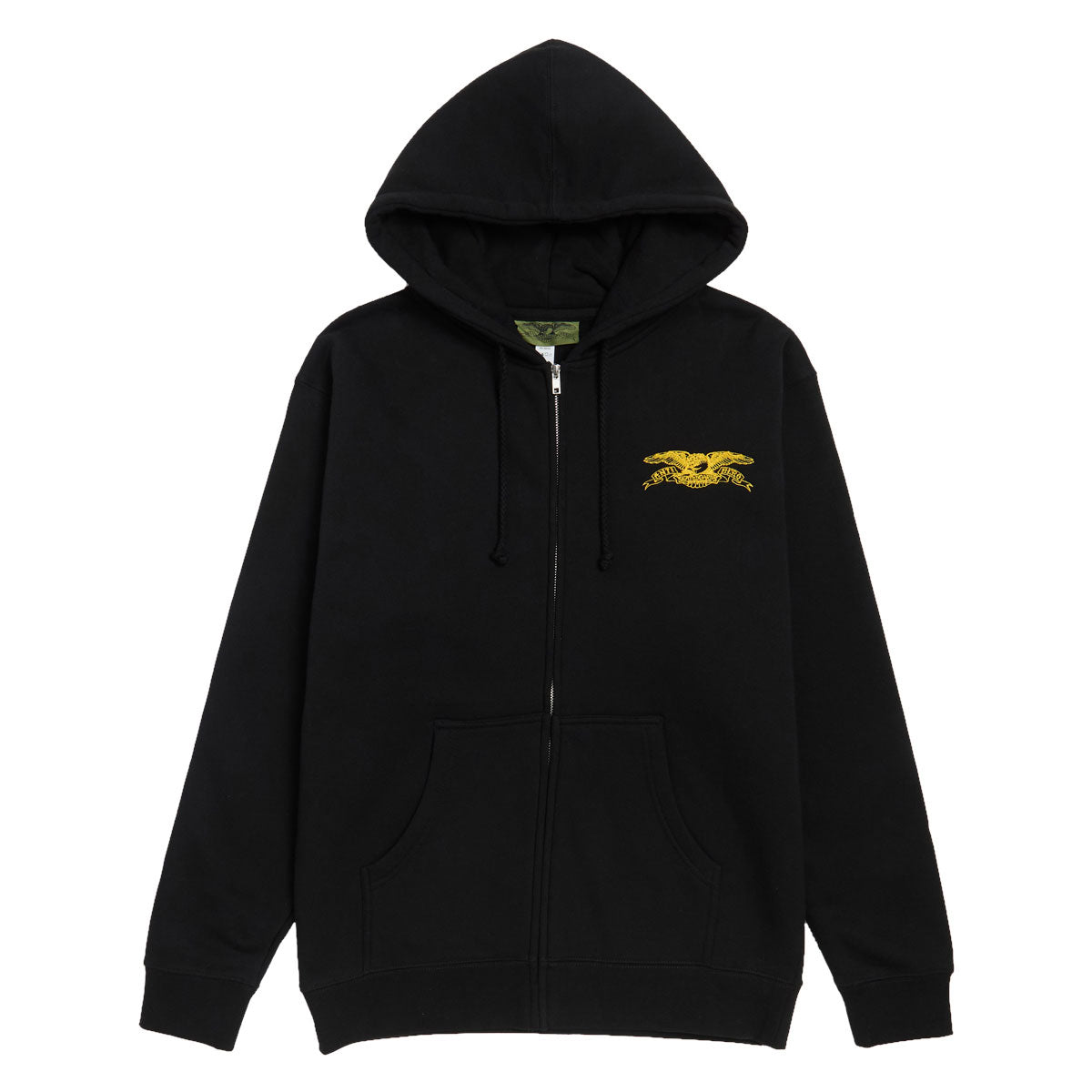 Anti-Hero Basic Eagle Emb Zip Hoodie - Black/Yellow Embroidery image 1