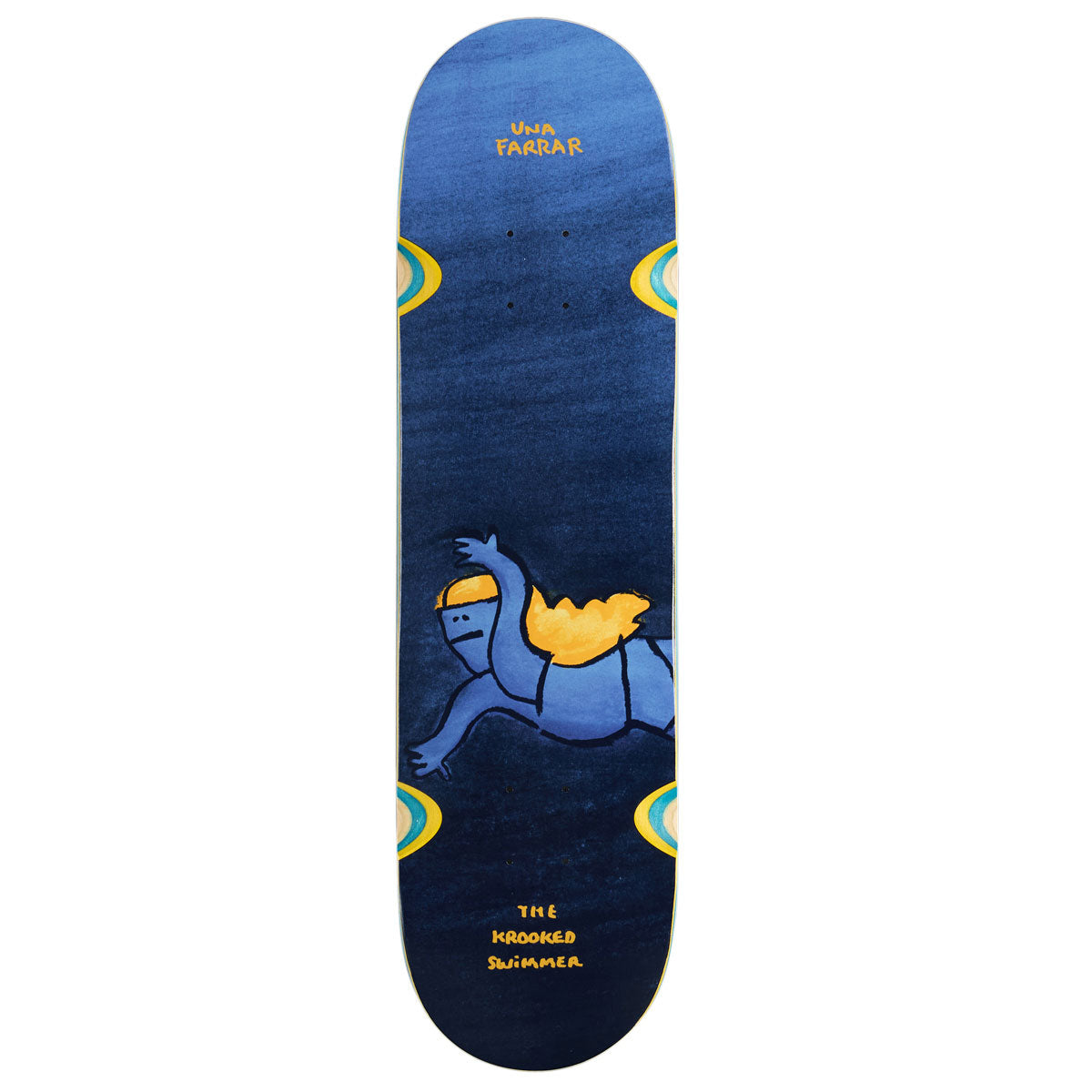 Krooked Una Swimmer Wheel Wells Skateboard Deck - Blue - 8.28
