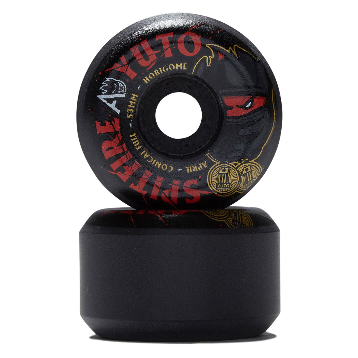 Spitfire x April F4 99d Yuto Conical Full Skateboard Wheels - Black - 53mm image 2