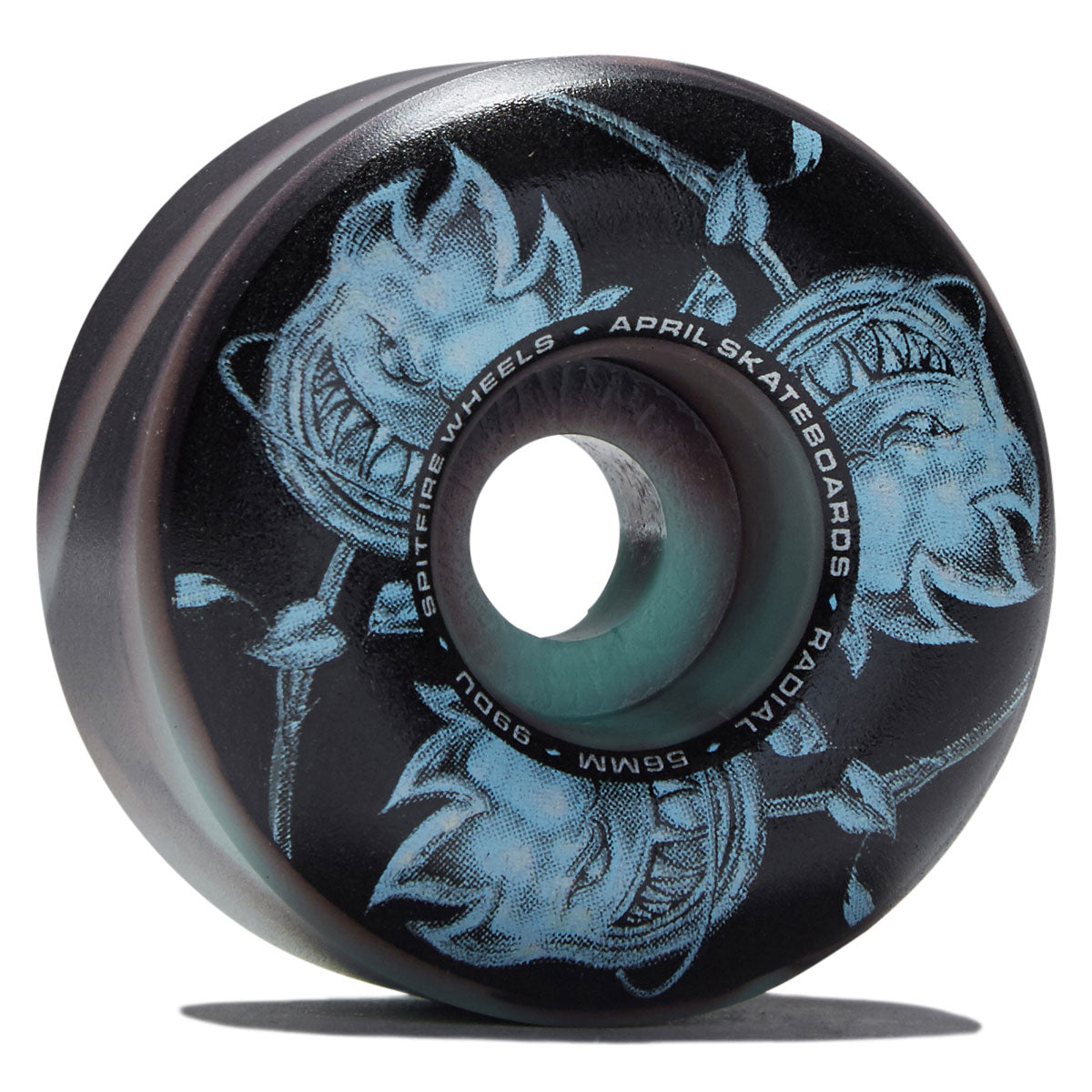 Spitfire x April F4 99d Bighead Rose Radial Skateboard Wheels - Black/Blue Swirl - 56mm image 1