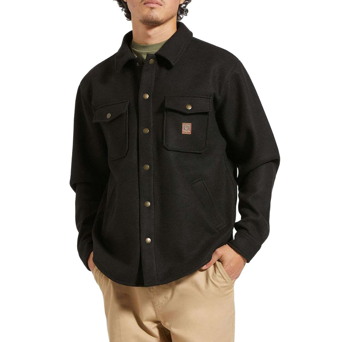 Brixton Bowery Long Sleeve Arctic Stretch Fleece Shirt - Black image 1