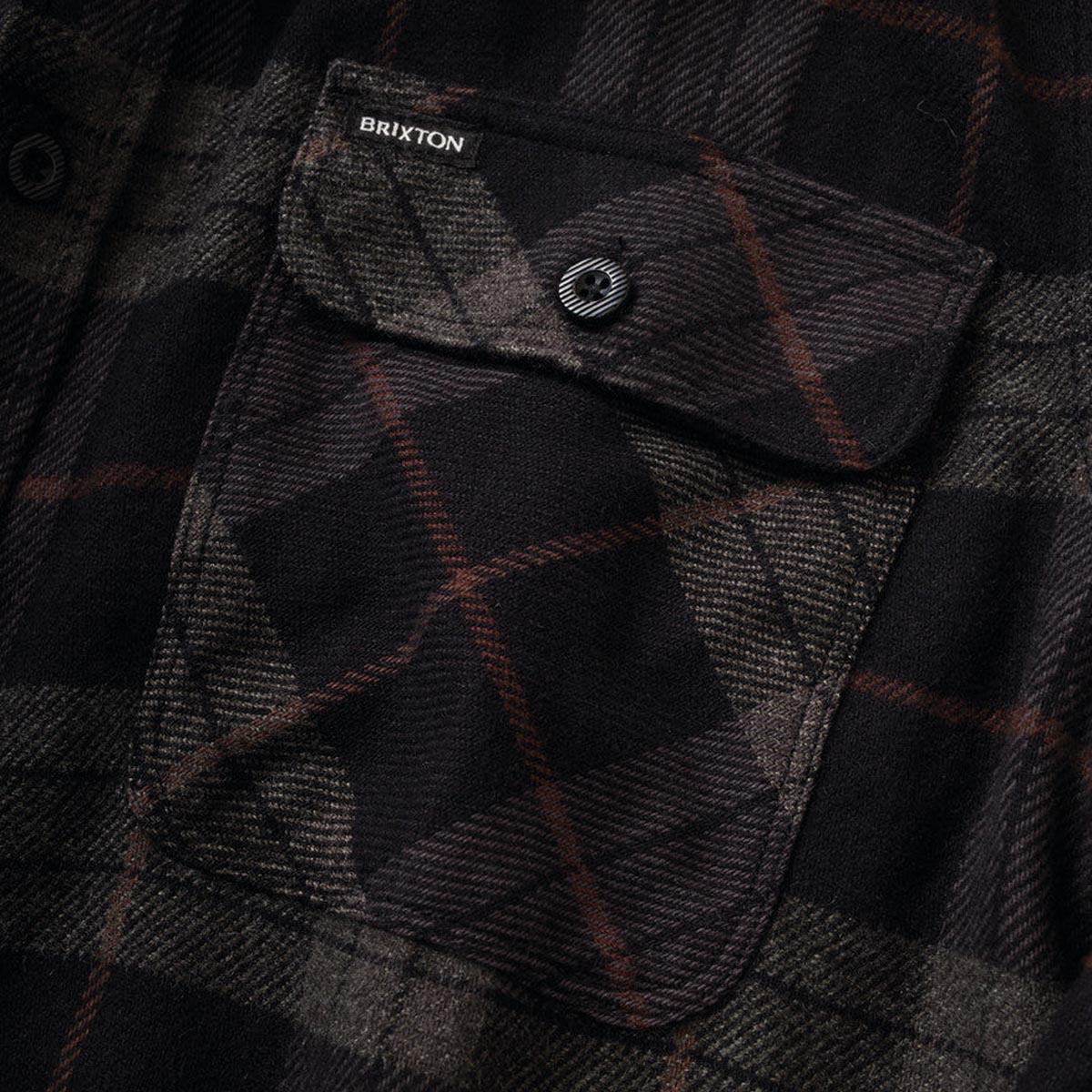 Brixton Bowery Flannel Long Sleeve Shirt - Black/Charcoal image 4