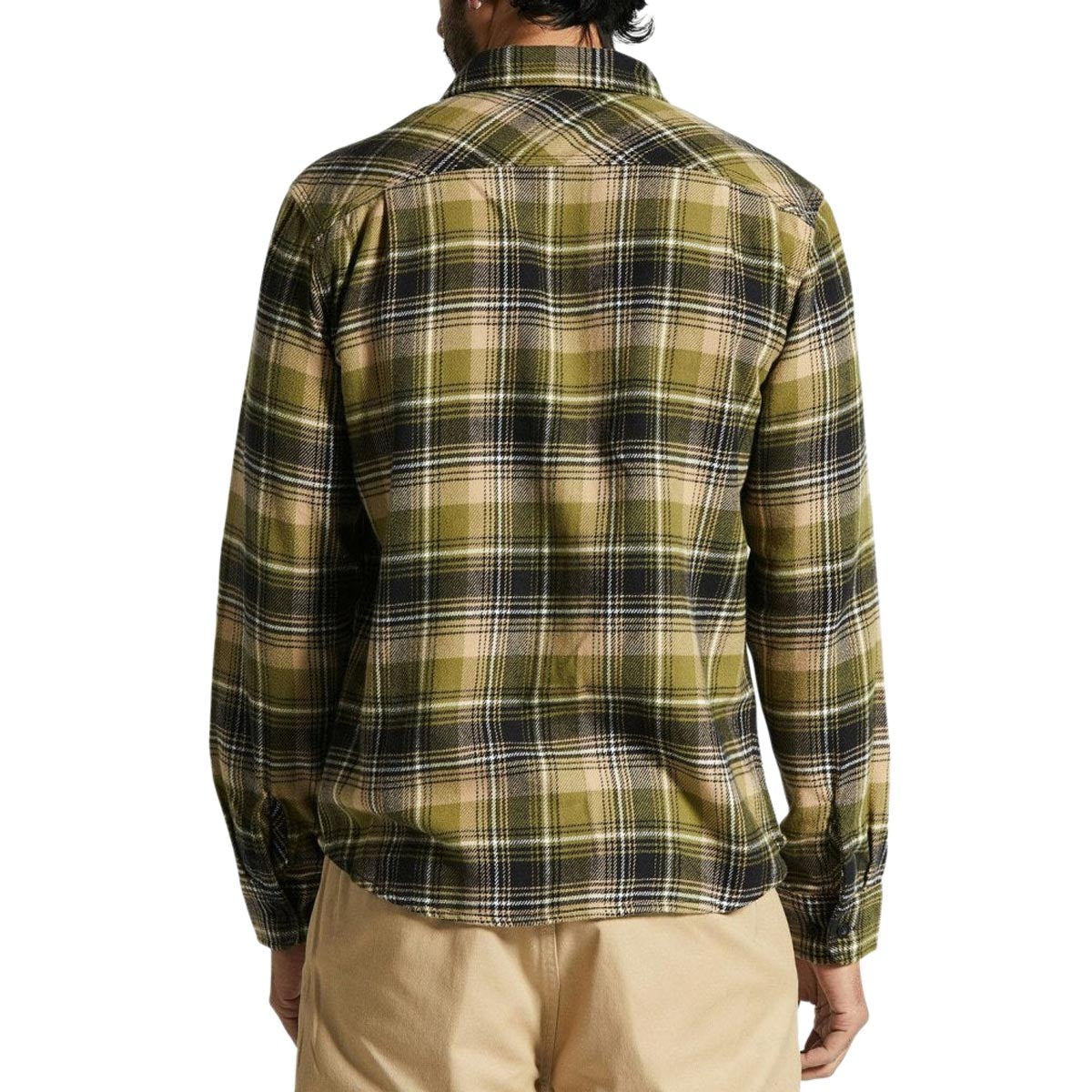 Brixton Bowery Flannel Long Sleeve Shirt - Green Kelp/Sand/Black image 2