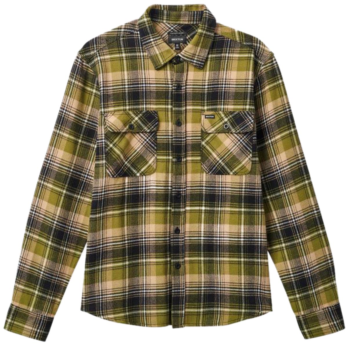 Brixton Bowery Flannel Long Sleeve Shirt - Green Kelp/Sand/Black image 3