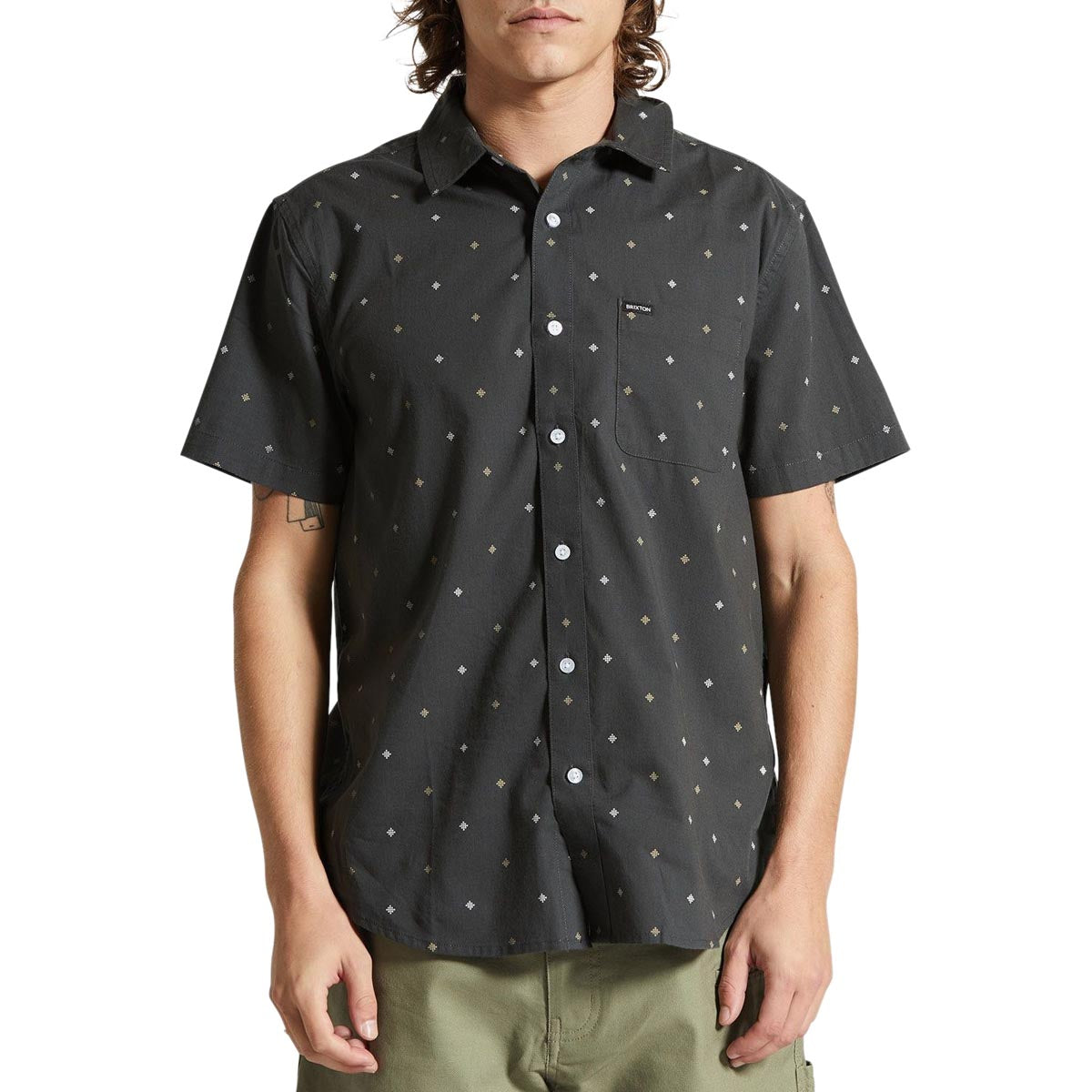 Brixton Charter Print Shirt - Washed Black Pyramid image 1