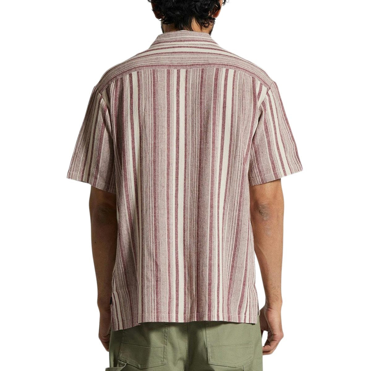 Brixton Bunker Seersucker Shirt - Cranberry Juice/Off White image 2