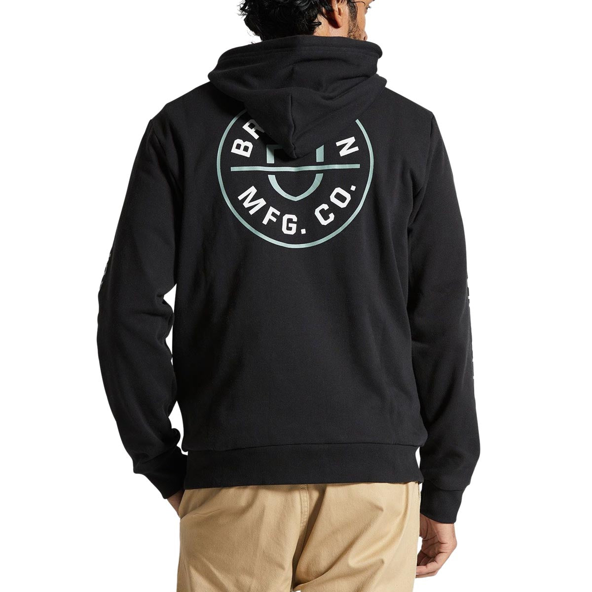 Brixton Crest Hoodie - Black/Chinois Green/White image 2