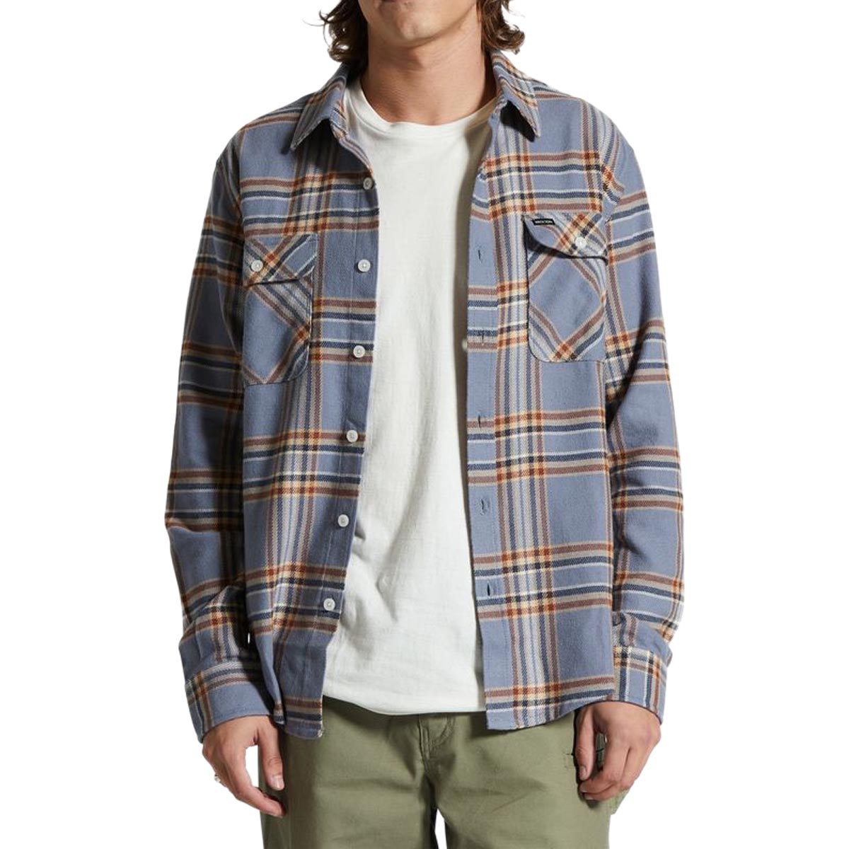 Brixton Bowery Flannel Long Sleeve Shirt - Stonewash Blue/Sand image 1