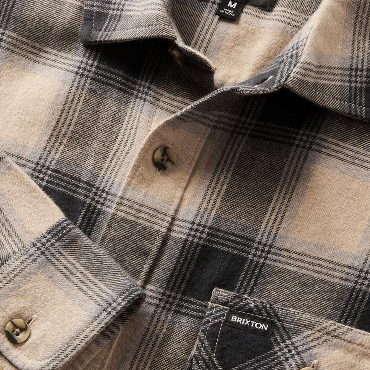 Brixton Bowery Lw Ultra Flannel Shirt - Oat Milk/Cinder Grey image 3