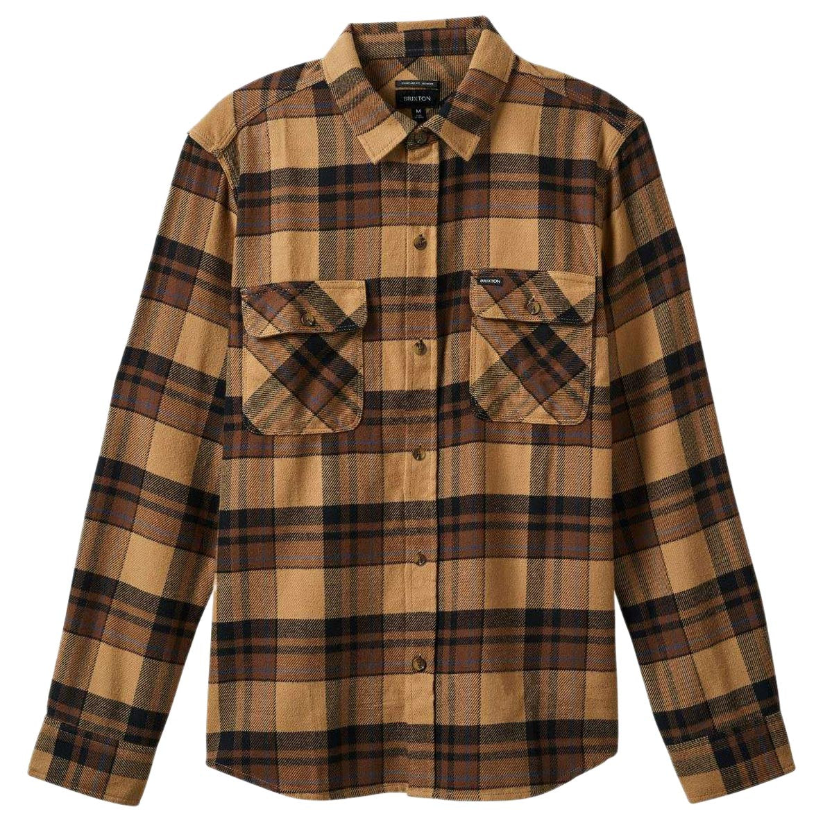 Brixton Bowery Long Sleeve Flannel Shirt - Tiger's Eye/Pinecone Brown/Washed Black image 3