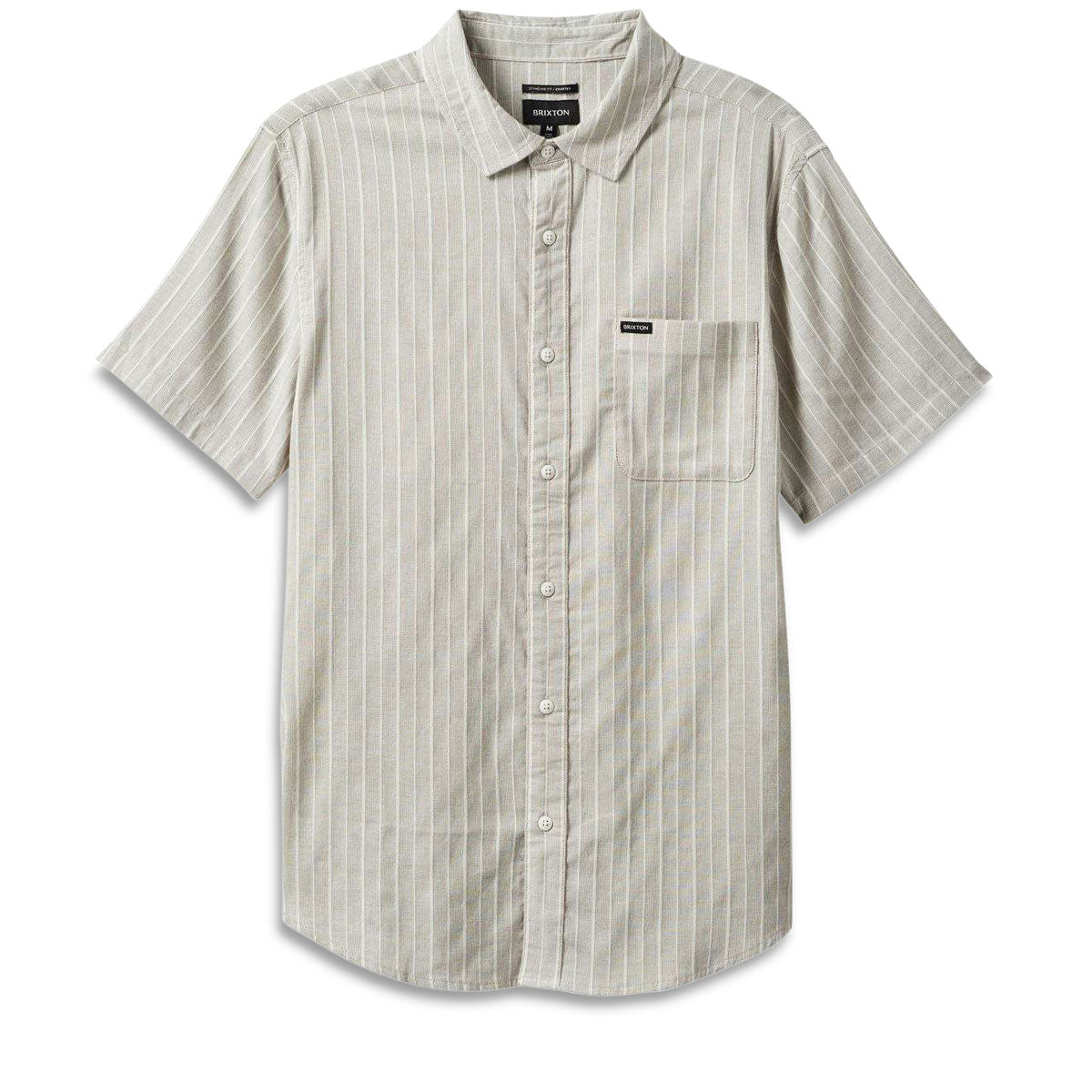 Brixton Charter Stripe Woven Shirt - Off White/Cinder Grey image 3