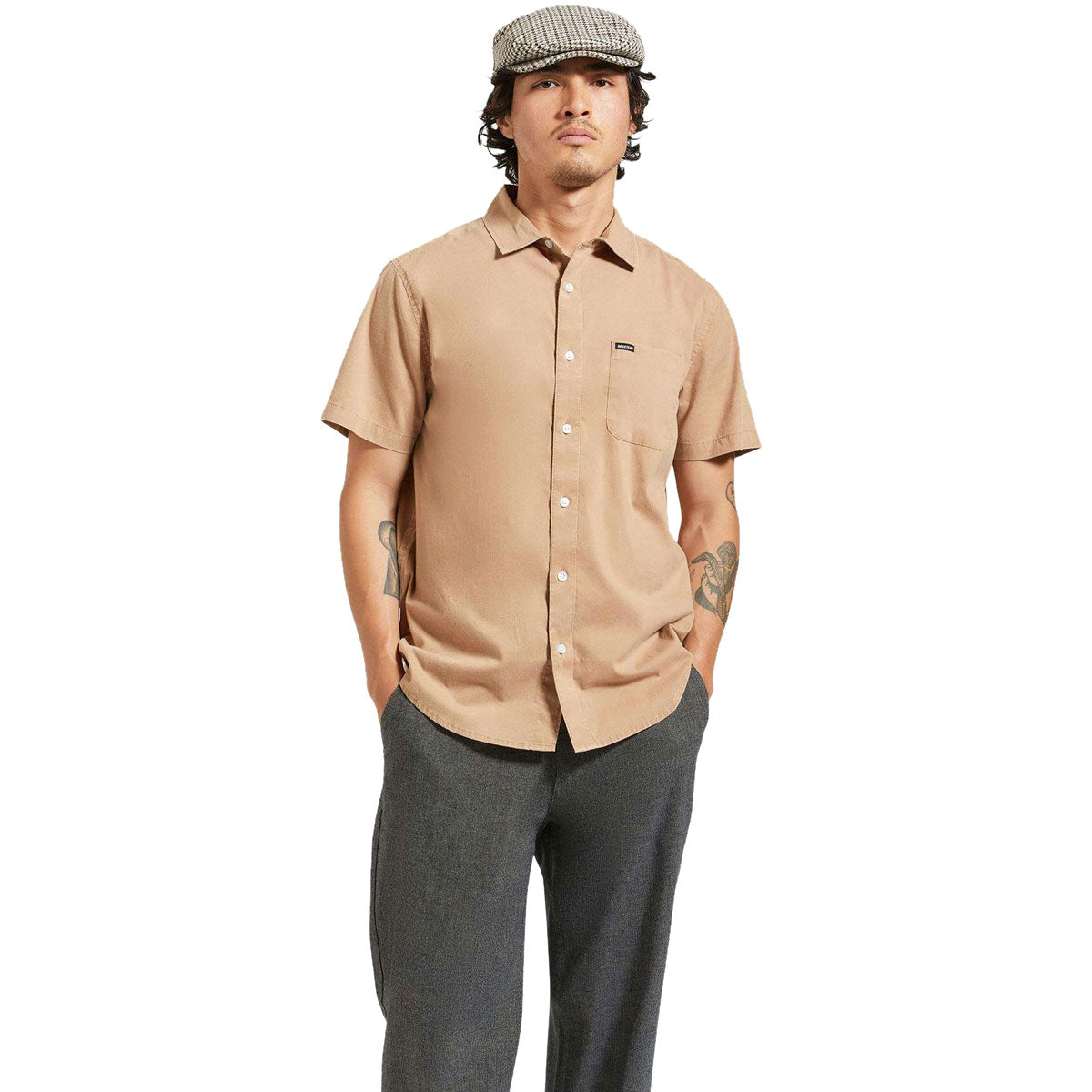 Brixton Charter Sol Wash Woven Shirt - Burro Brown Sol Wash image 1