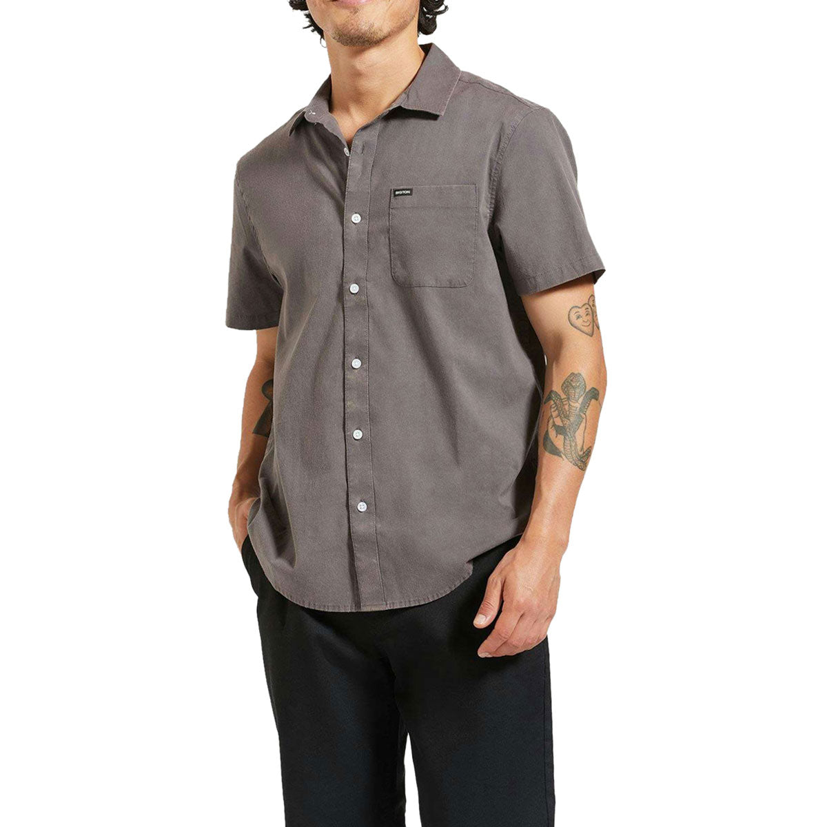 Brixton Charter Sol Wash Woven Shirt - Charcoal Sol Wash image 1