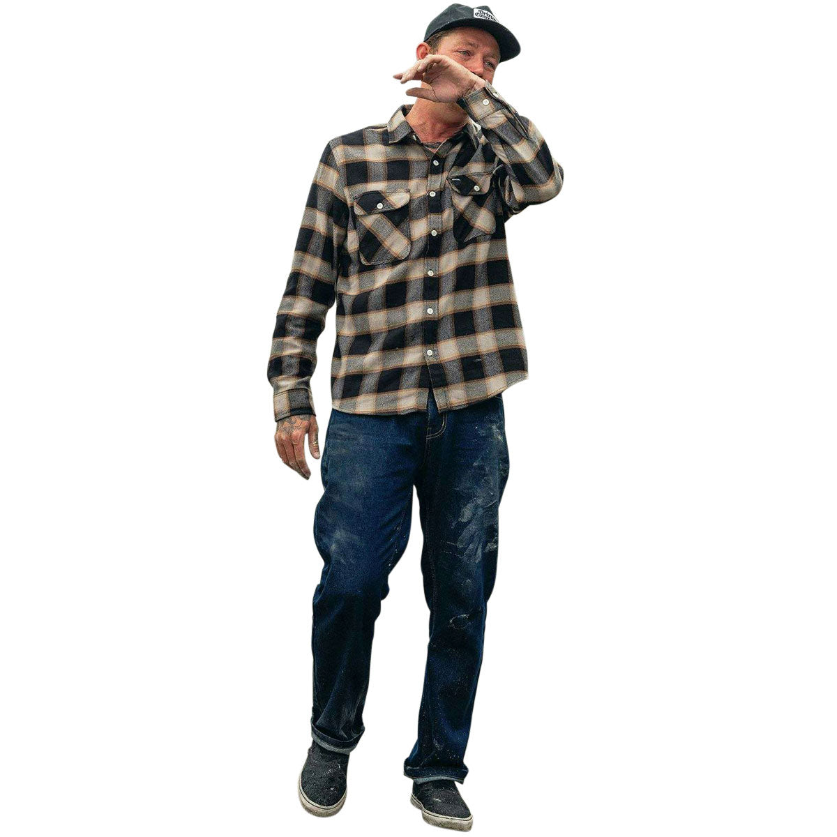 Brixton 20th Anniversary Bowery Flannel Shirt - Black/Cream image 4