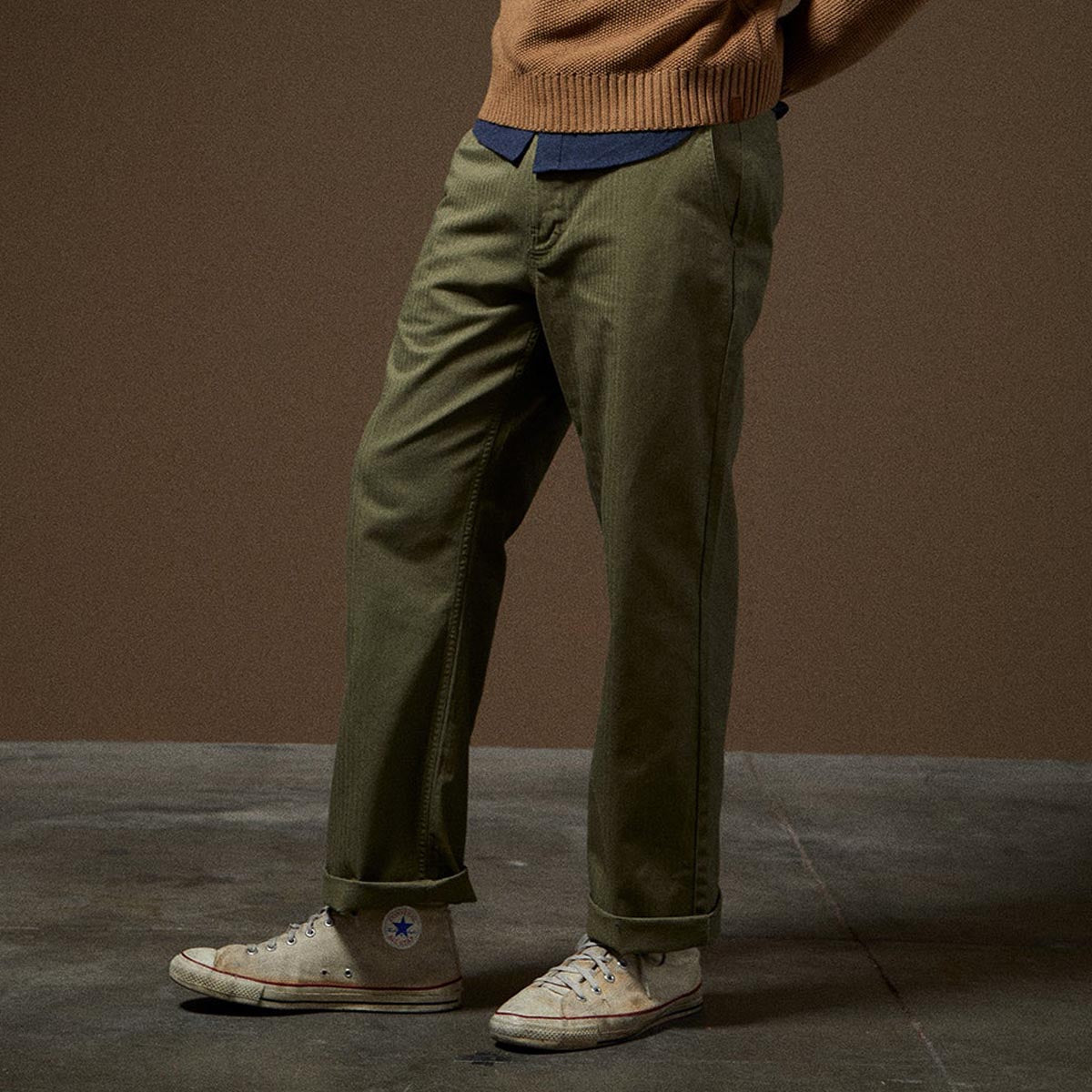 Brixton Surplus Herringbone Trouser Pants - Olive Surplus image 3