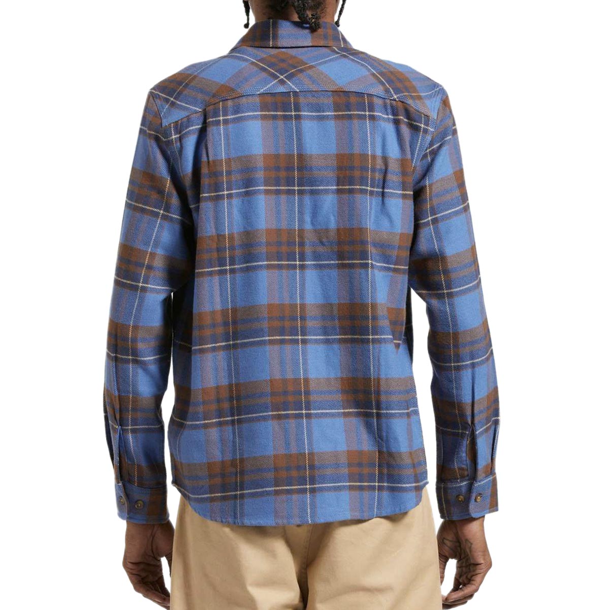 Brixton Bowery Long Sleeve Flannel Shirt - Bijoue Blue/Pinecone Brown image 2