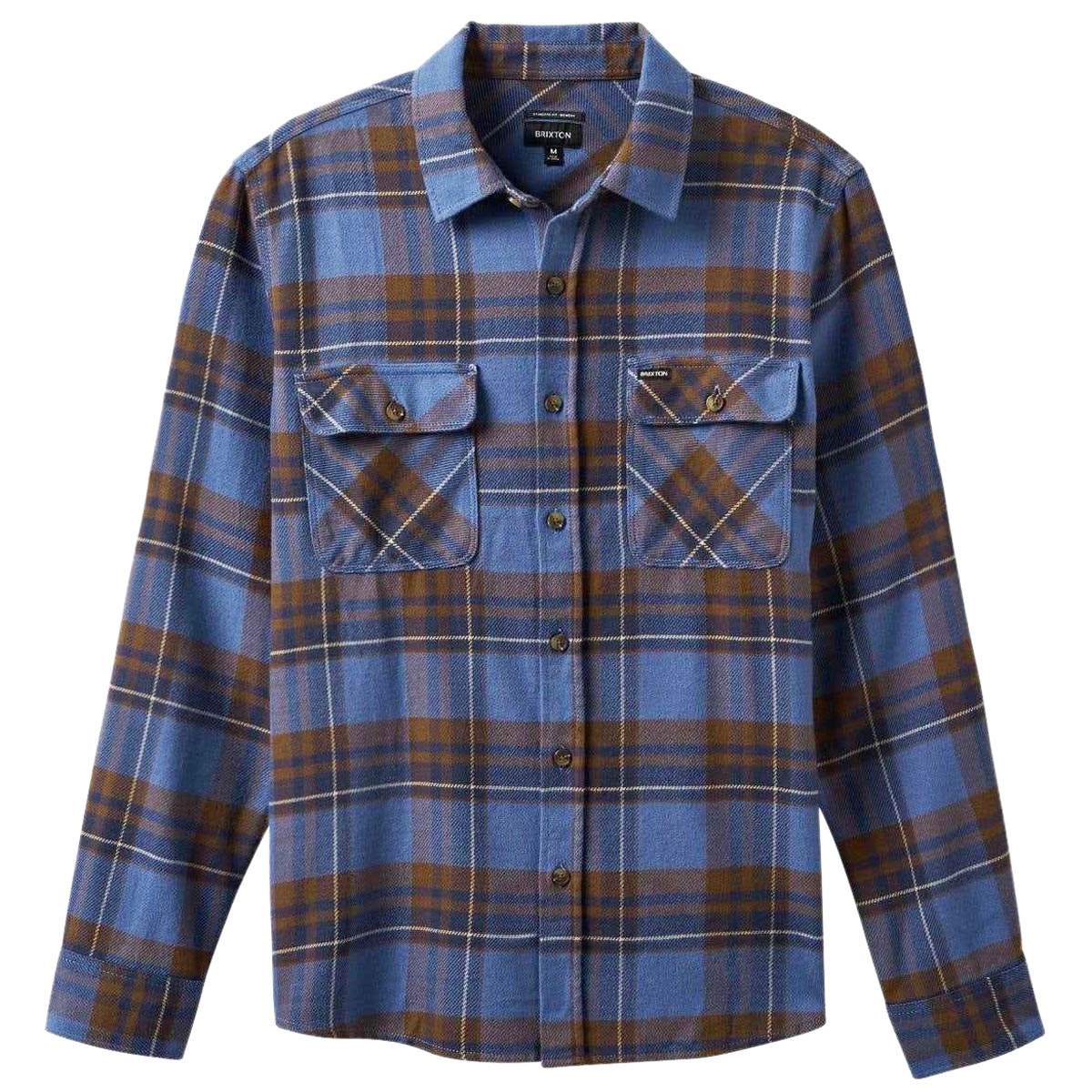 Brixton Bowery Long Sleeve Flannel Shirt - Bijoue Blue/Pinecone Brown image 4