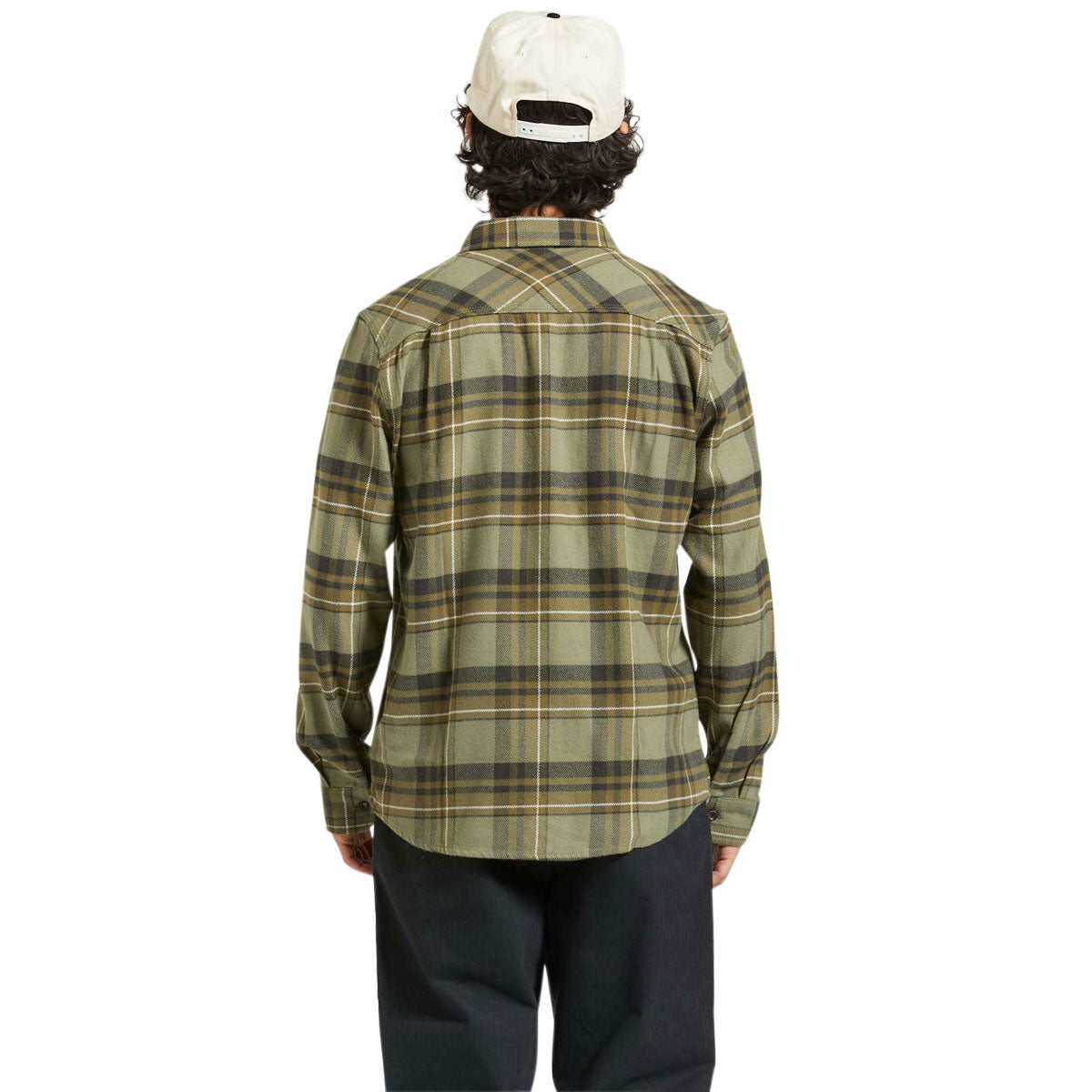 Brixton Bowery Flannel Long Sleeve Shirt - Vetiver/Laurel Wreath image 4