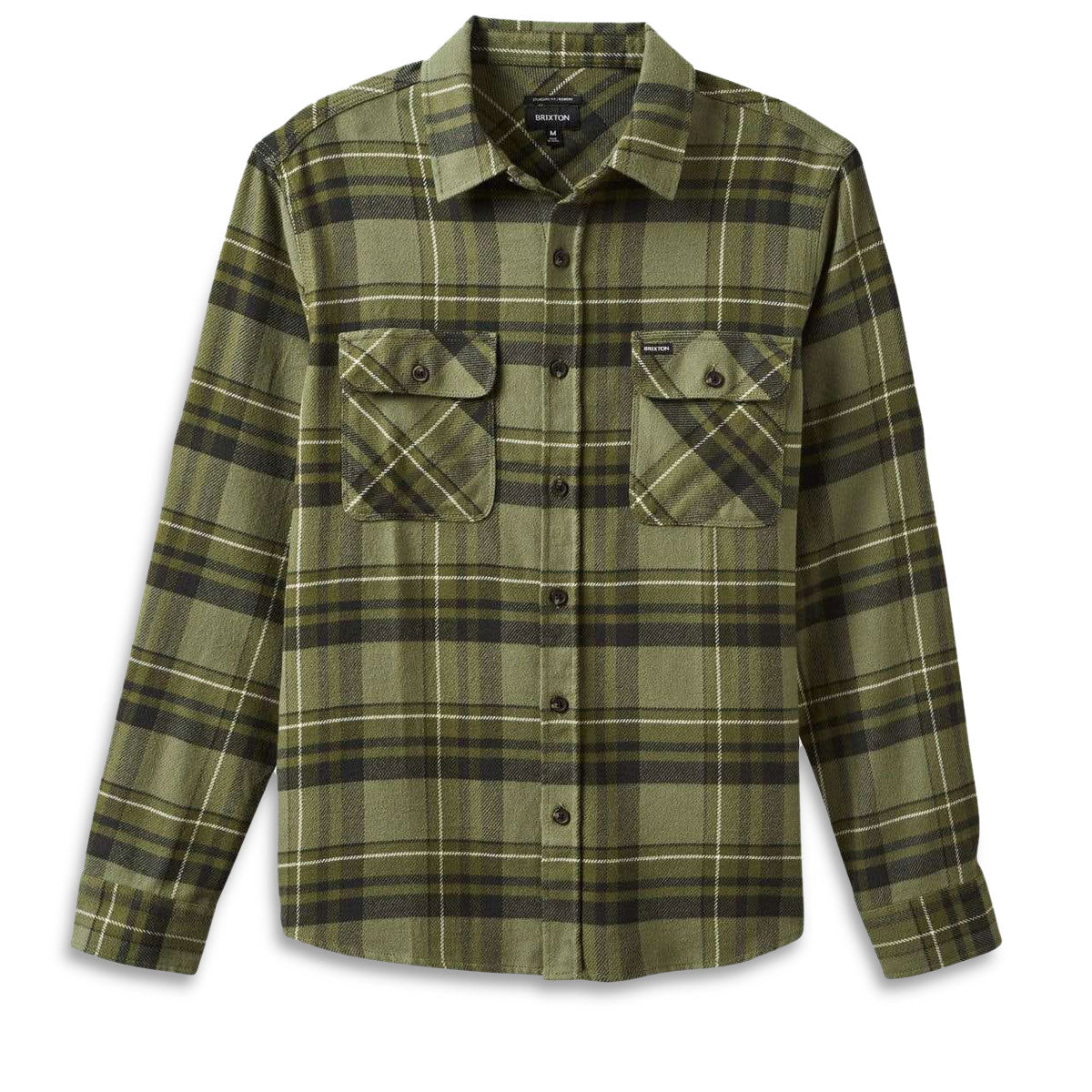 Brixton Bowery Flannel Long Sleeve Shirt - Vetiver/Laurel Wreath image 1