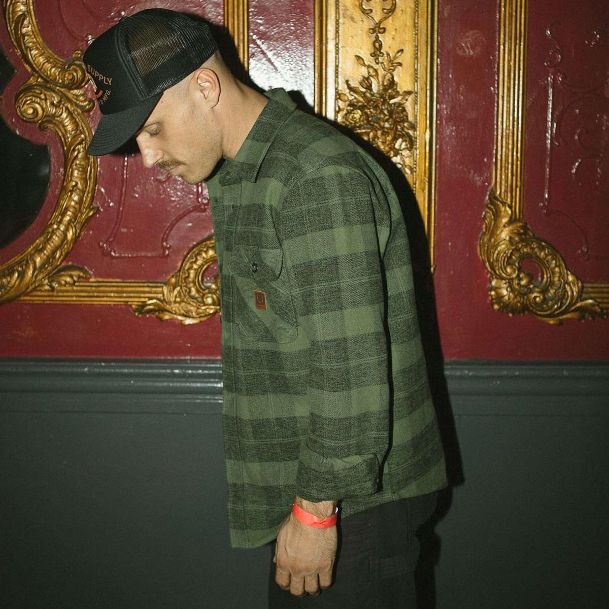 Brixton Bowery Heavyweight Long Sleeve Flannel Shirt - Cypress Green/ Black image 4