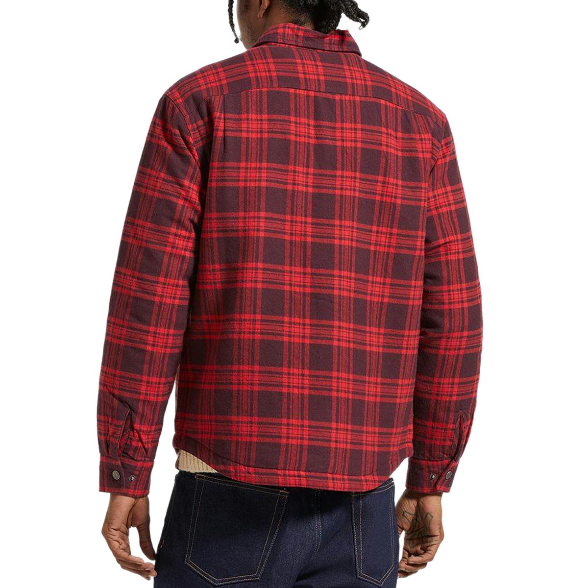 Brixton Bowery Quilted Long Sleeve Flannel Shirt - Bright Red/Mahogandy image 2