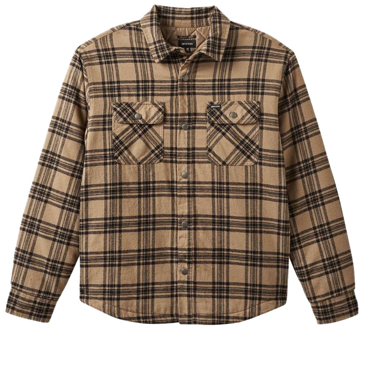 Brixton Bowery Quilted Long Sleeve Flannel Shirt - Woodsmoke/Black image 4