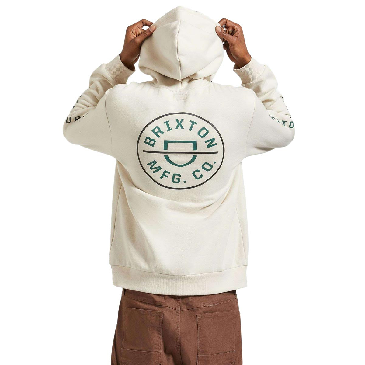 Brixton Crest Hoodie - Beige/Black/Pine Needle image 2