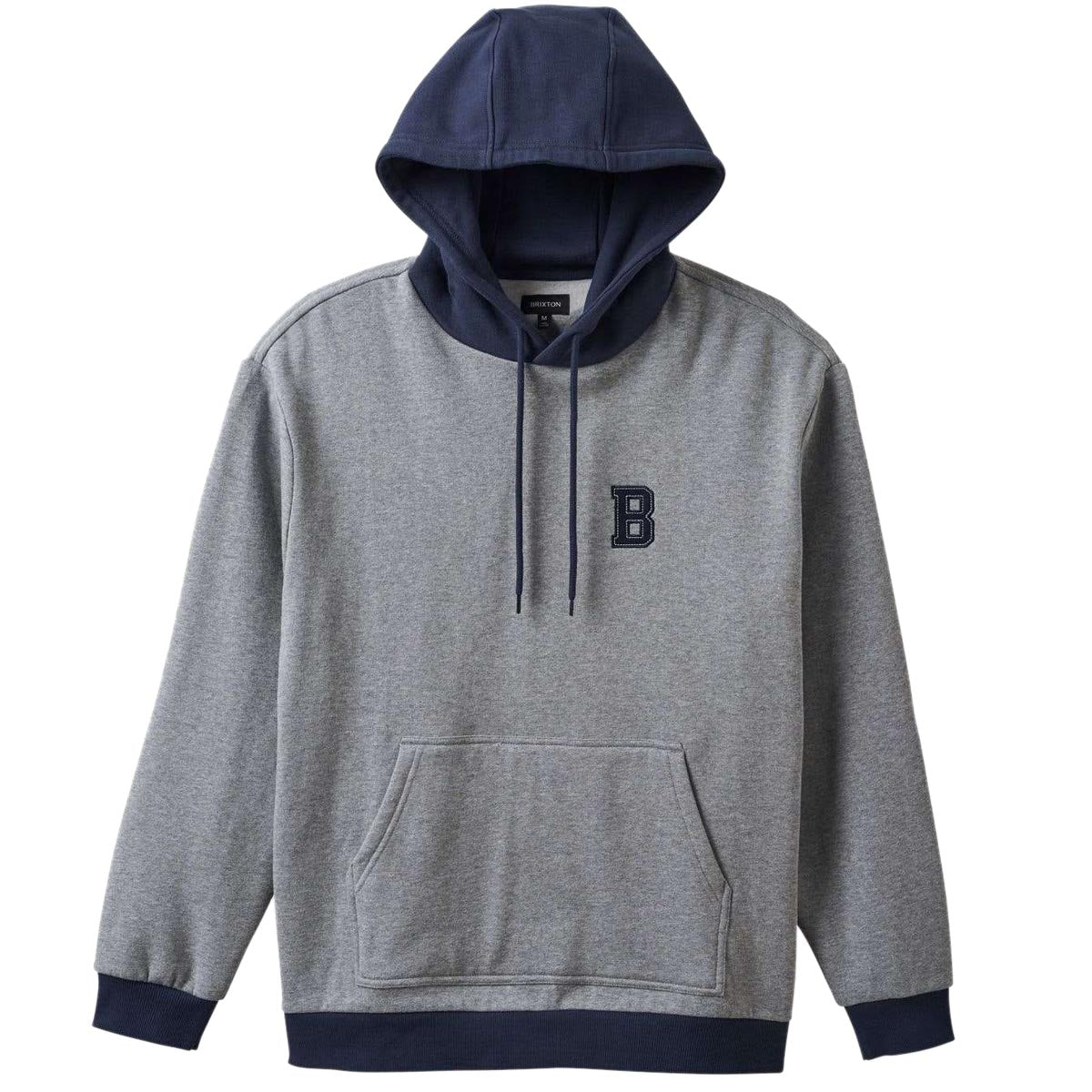 Brixton Retro Heavyweight Hoodie - Heather Grey/Washed Navy image 1