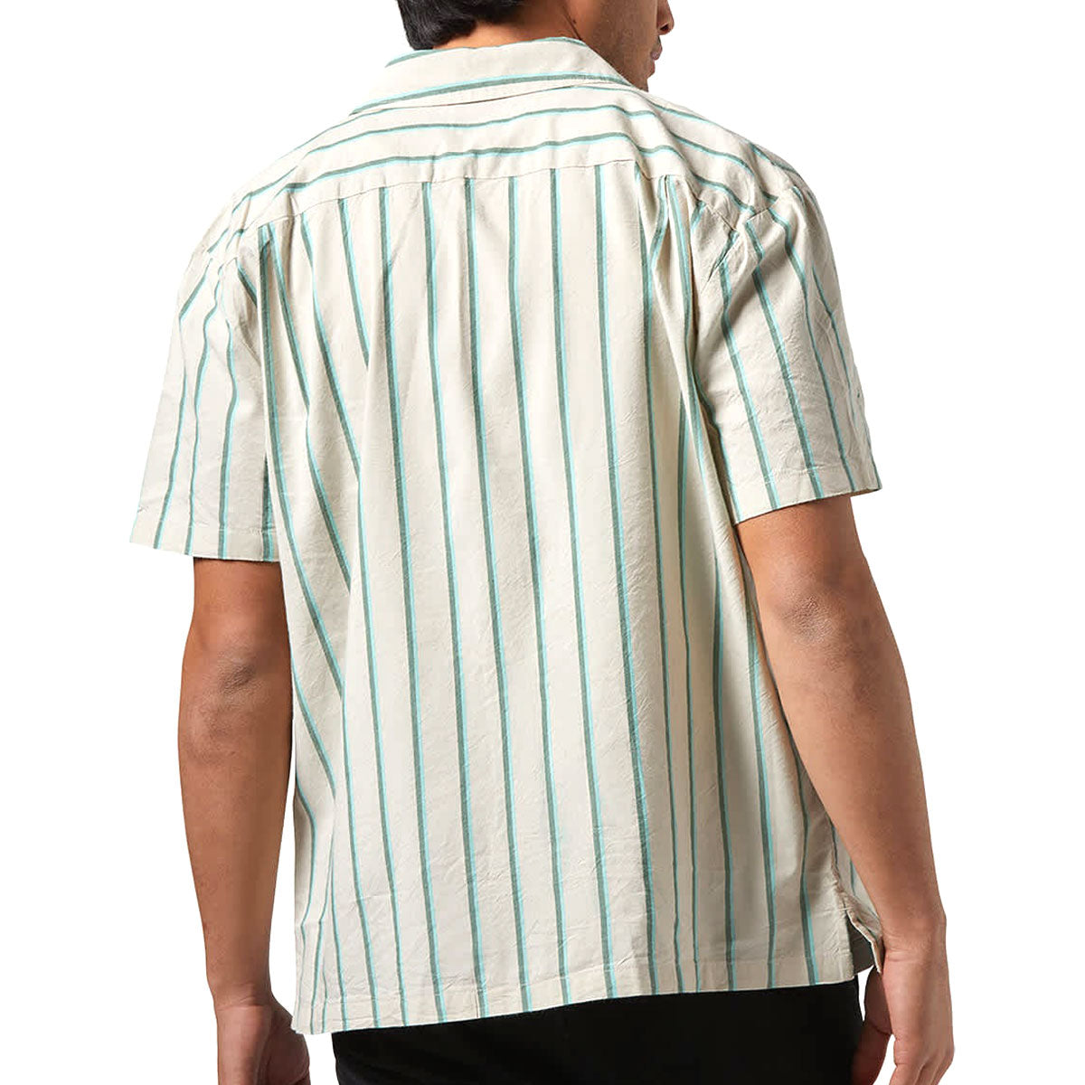 Brixton Cru Stripe Shirt - Beige/Pine Needle/Aquatic Green image 2