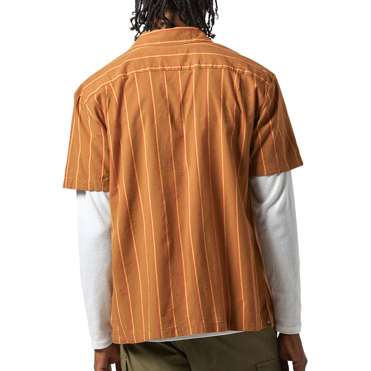 Brixton Cru Stripe Shirt - Washed Copper/Burnt Red/Sunset image 2