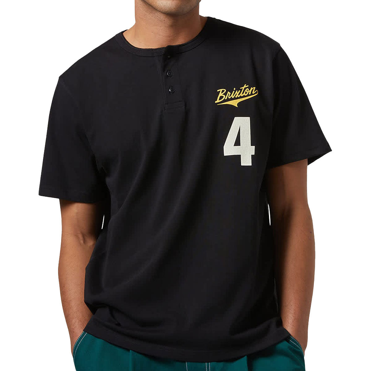 Brixton The League Baseball T-Shirt - Black/Black image 2