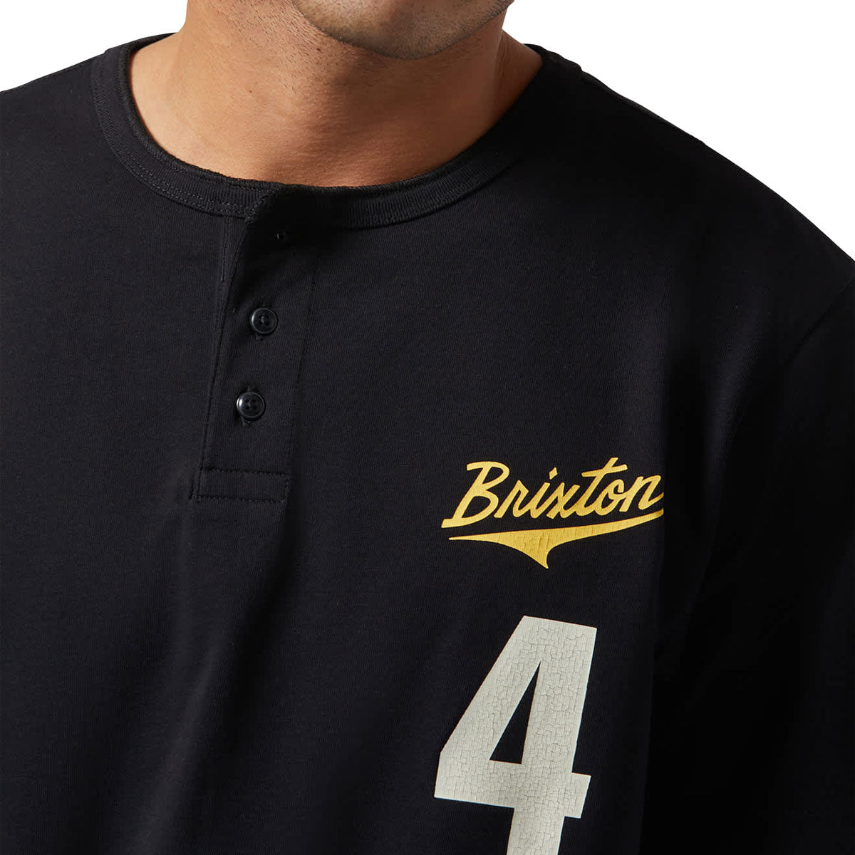 Brixton The League Baseball T-Shirt - Black/Black image 3
