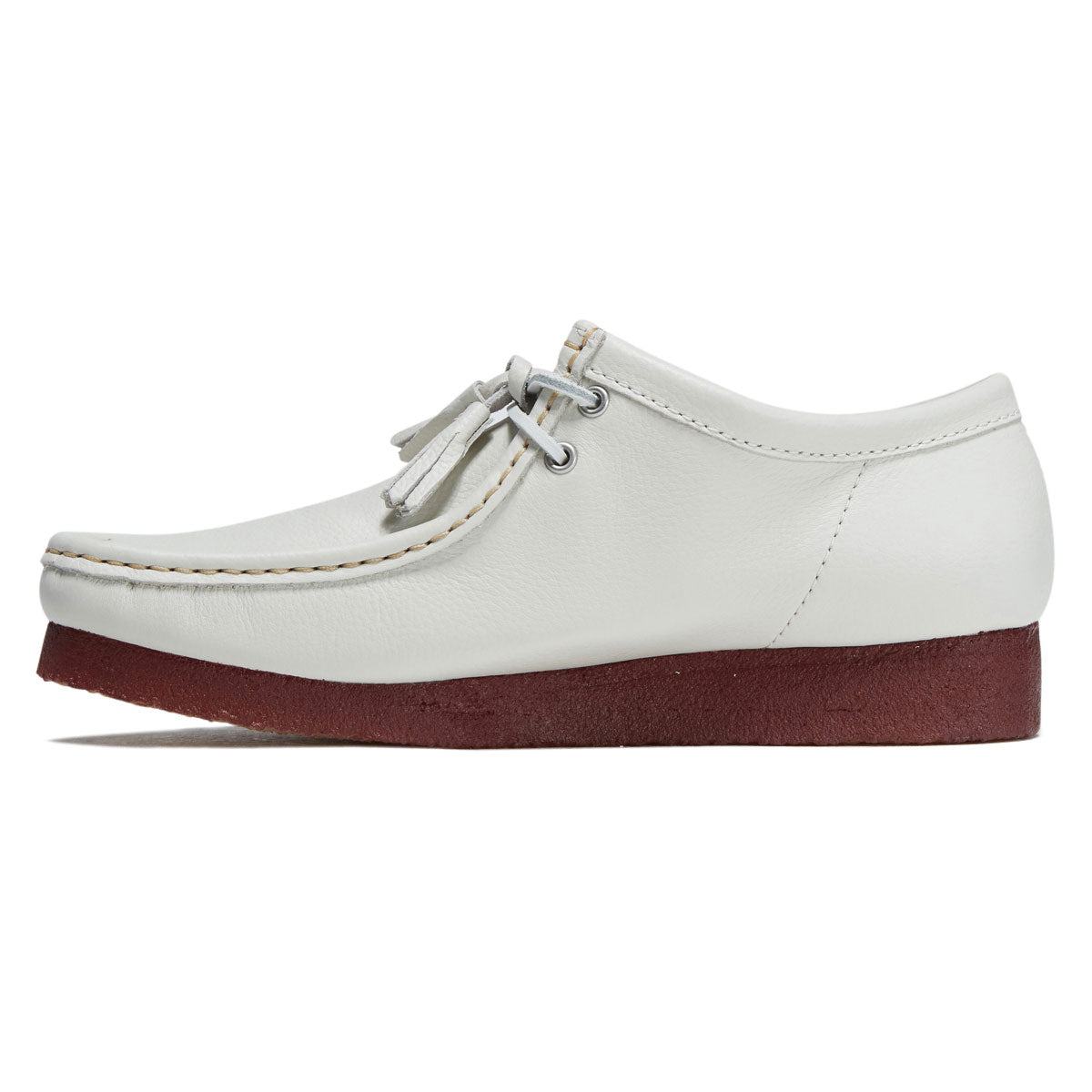 Clarks Wallabee Shoes - White Leather image 2
