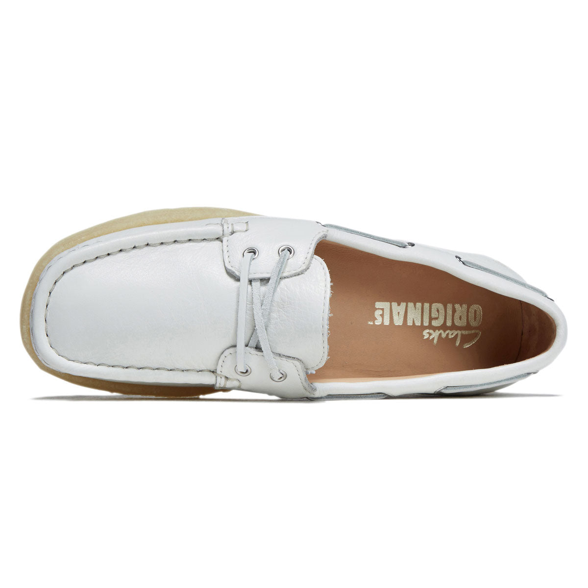Clarks Womens Godney Boat Shoes - White Grain Leather image 3