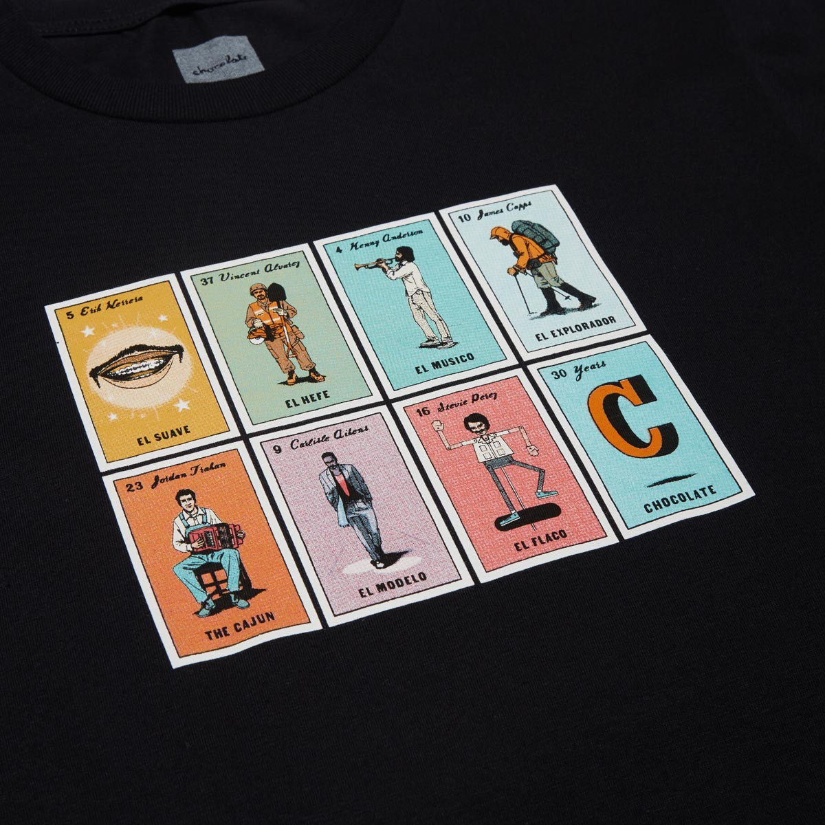 Chocolate Loteria Card Spread T-Shirt - Black image 2