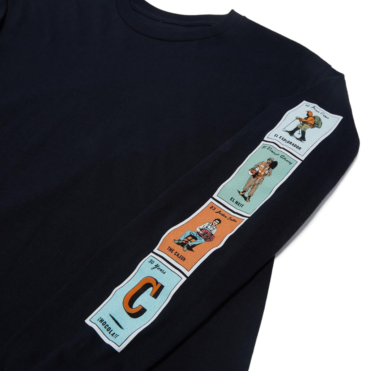 Chocolate Loteria Cards Up Long Sleeve T-Shirt - Black image 3