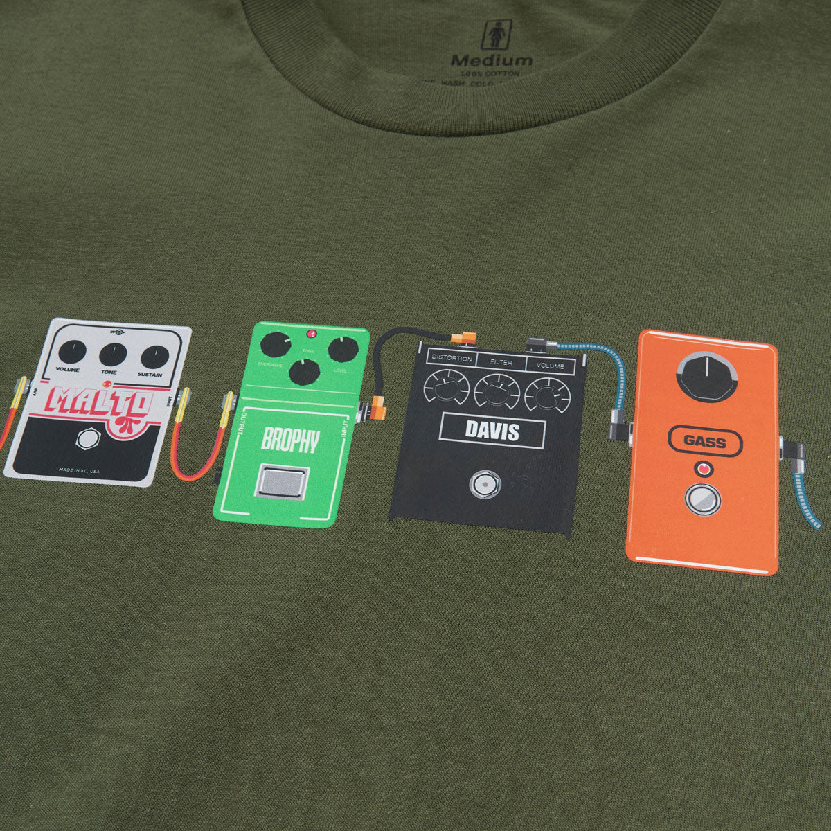 Girl Stomp Pedals T-Shirt - Olive image 2