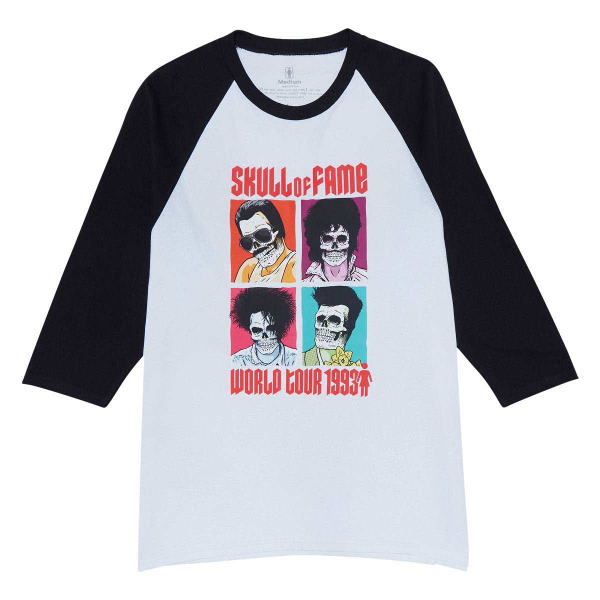 Girl Skull Of Fame 3/4 World T-Shirt - White/Black image 1