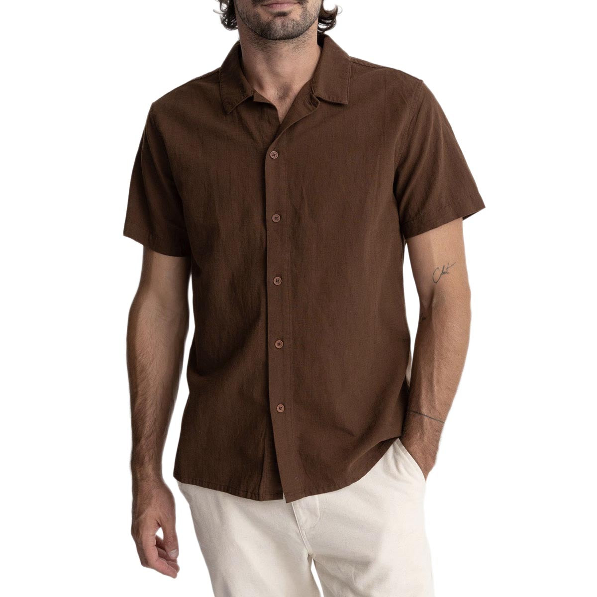 Rhythm Classic Linen Shirt - Chocolate image 1