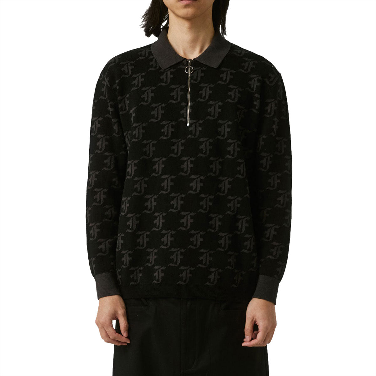 Former Synoptic Long Sleeve Polo Shirt - Black image 1