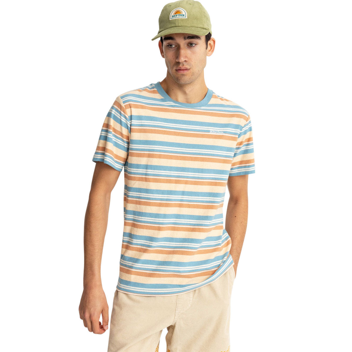 Rhythm Everyday Stripe T-Shirt - Mineral Blue image 1