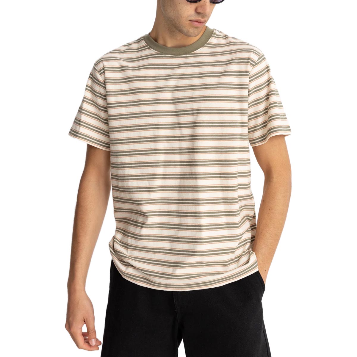 Rhythm Vintage Stripe T-Shirt - Natural/Green image 2