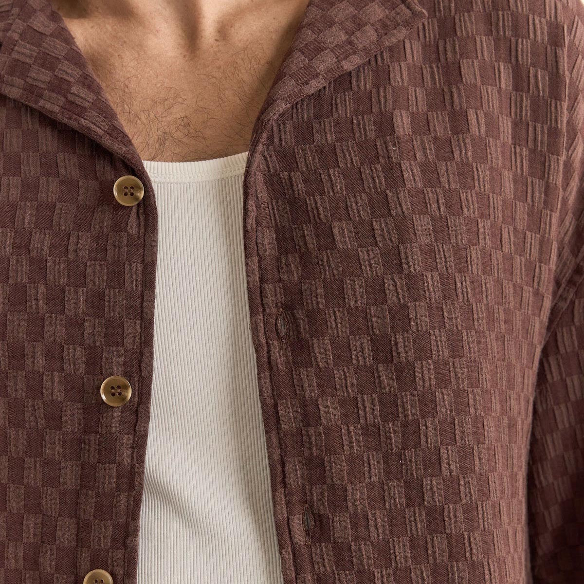 Rhythm Relaxed Texture Shirt - Chocolate image 3