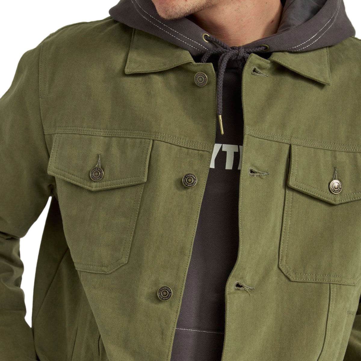 Rhythm Brushed Twill Trucker Jacket - Olive image 3