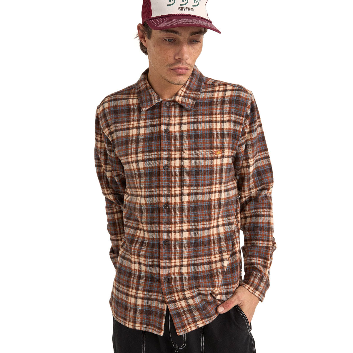 Rhythm Albert Check Long Sleeve Shirt - Almond image 1